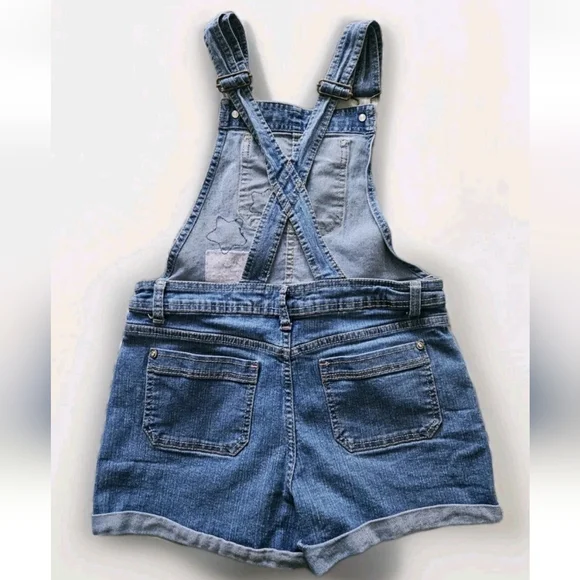 Jordache Girls Denim Overall Shorts XL/XG (14-16) Embroidered Butterfly Star - Picture 6 of 7